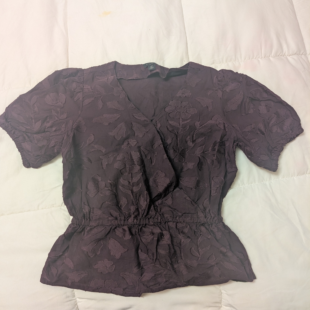Ann Taylor Deep Purple Textured Blouse